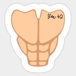 Six Pack I'm 42th Birthday Funny Men Sticker